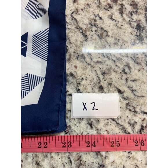 Vintage Hampton Hall Rectangle Scarf Womens Geometric Print Navy White Corpcore - Picture 6 of 7